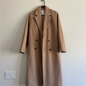 Aritzia Babaton Camel Double-Breasted Trench Coat